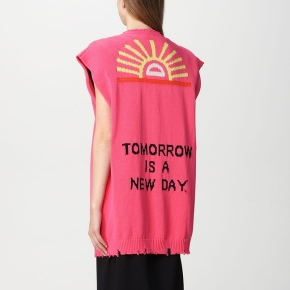 NUDE Hot Pink Tomorrow Is A New Day Cotton Waistcoat - Picture 1 of 11